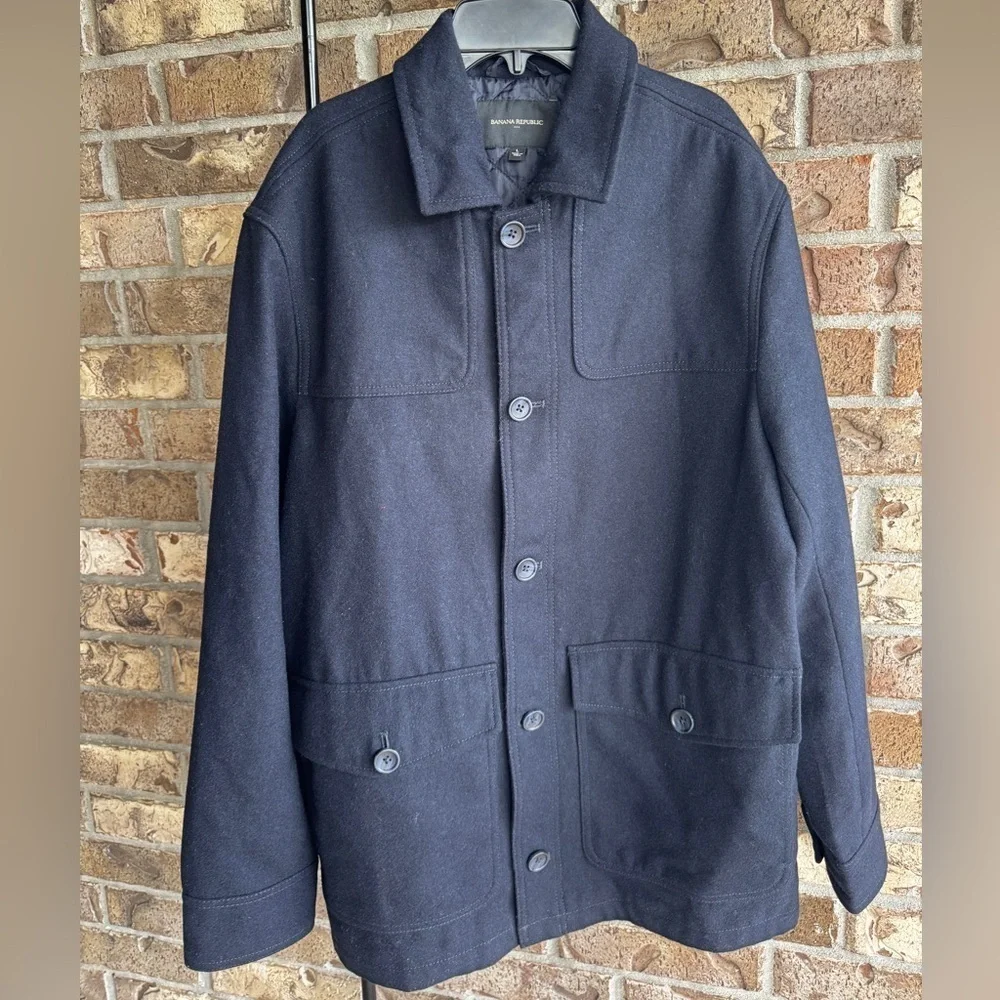 Banana Republic Wool Blend Coat Jacket Men's - DARK NAVY Size L